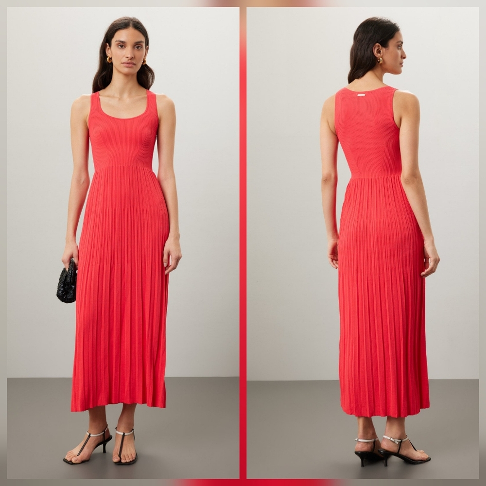 MICHAEL KORS Ribbed Tank Casual dress In Pink Sleeveless Crew Neck Size M
